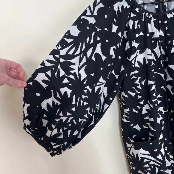 Everlane Seersucker Floral Puff Sleeve Mini Dress Scandinavian Summer Sundress - Picture 10 of 12